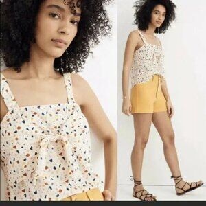 Madewell Tie-Front Cami Top‎ in Terrazzo Womens Size 4